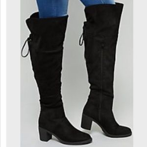 Black Faux Suede Over the Knee Boots